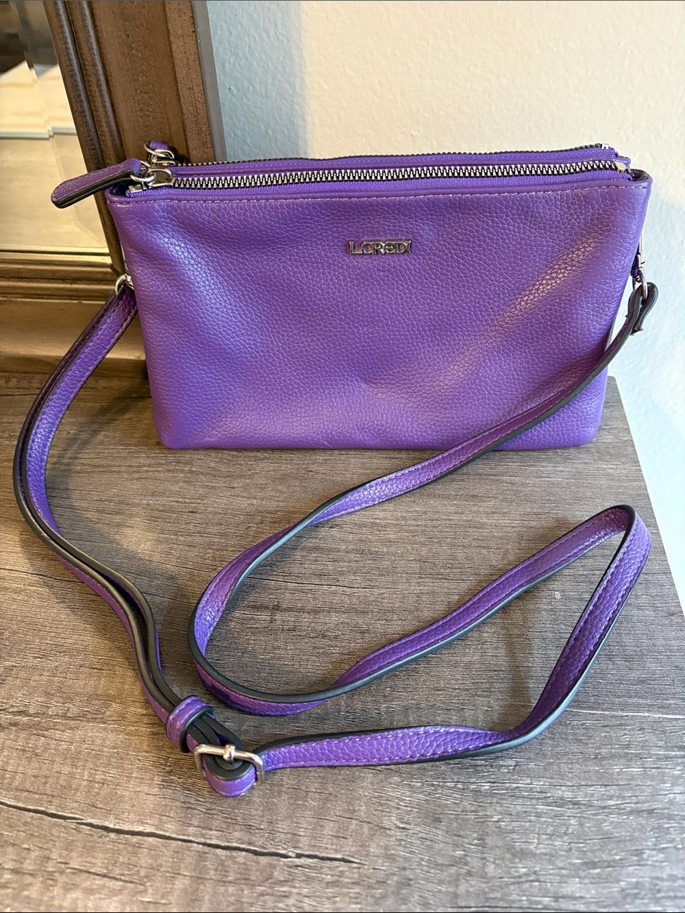 Purple Leather Crossbody Bag